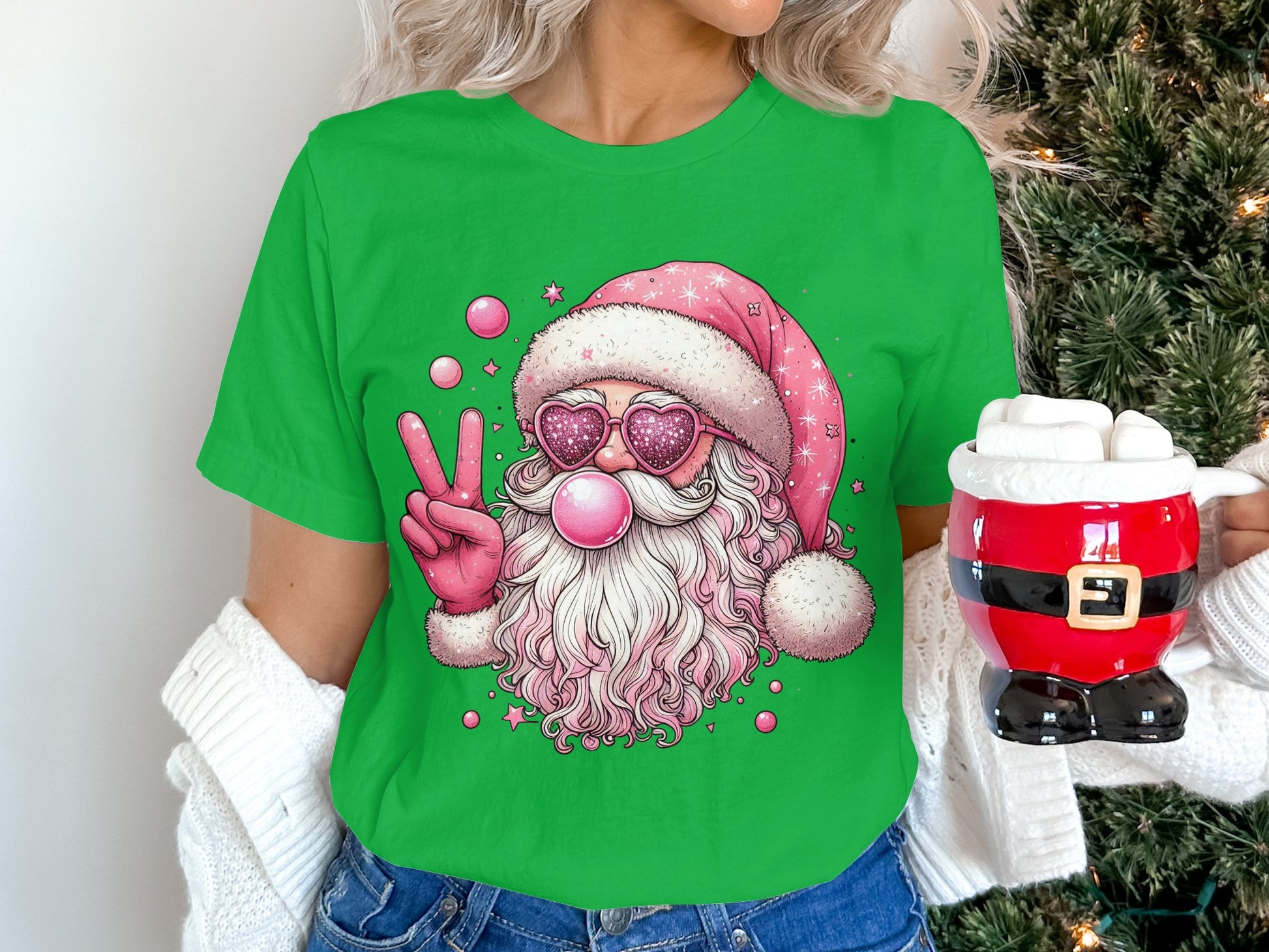 Peace Sign Santa with Sunglasses Tee-Shirt