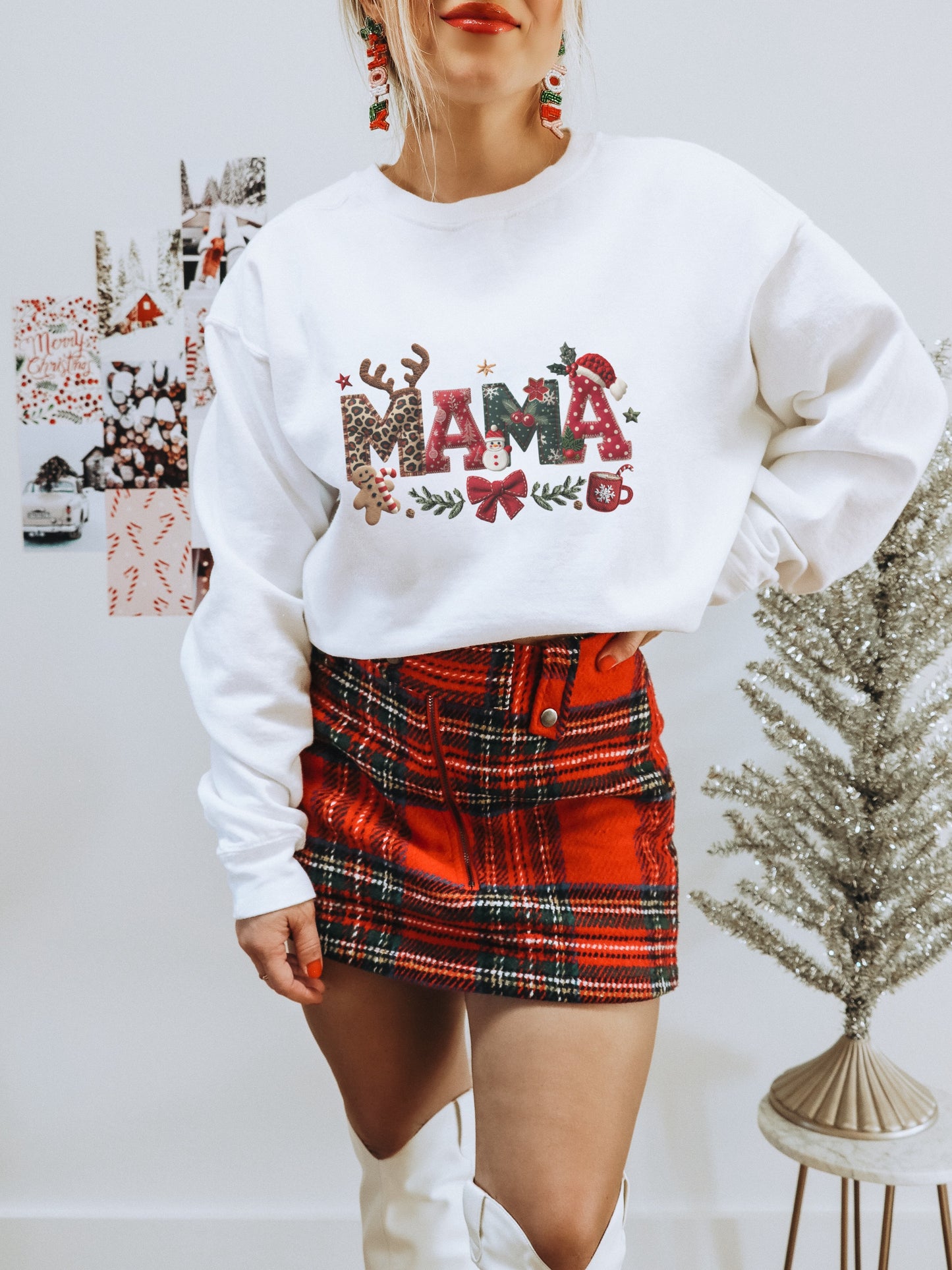 Festive Mama Design Long Sleeve Holiday Sweatshirt