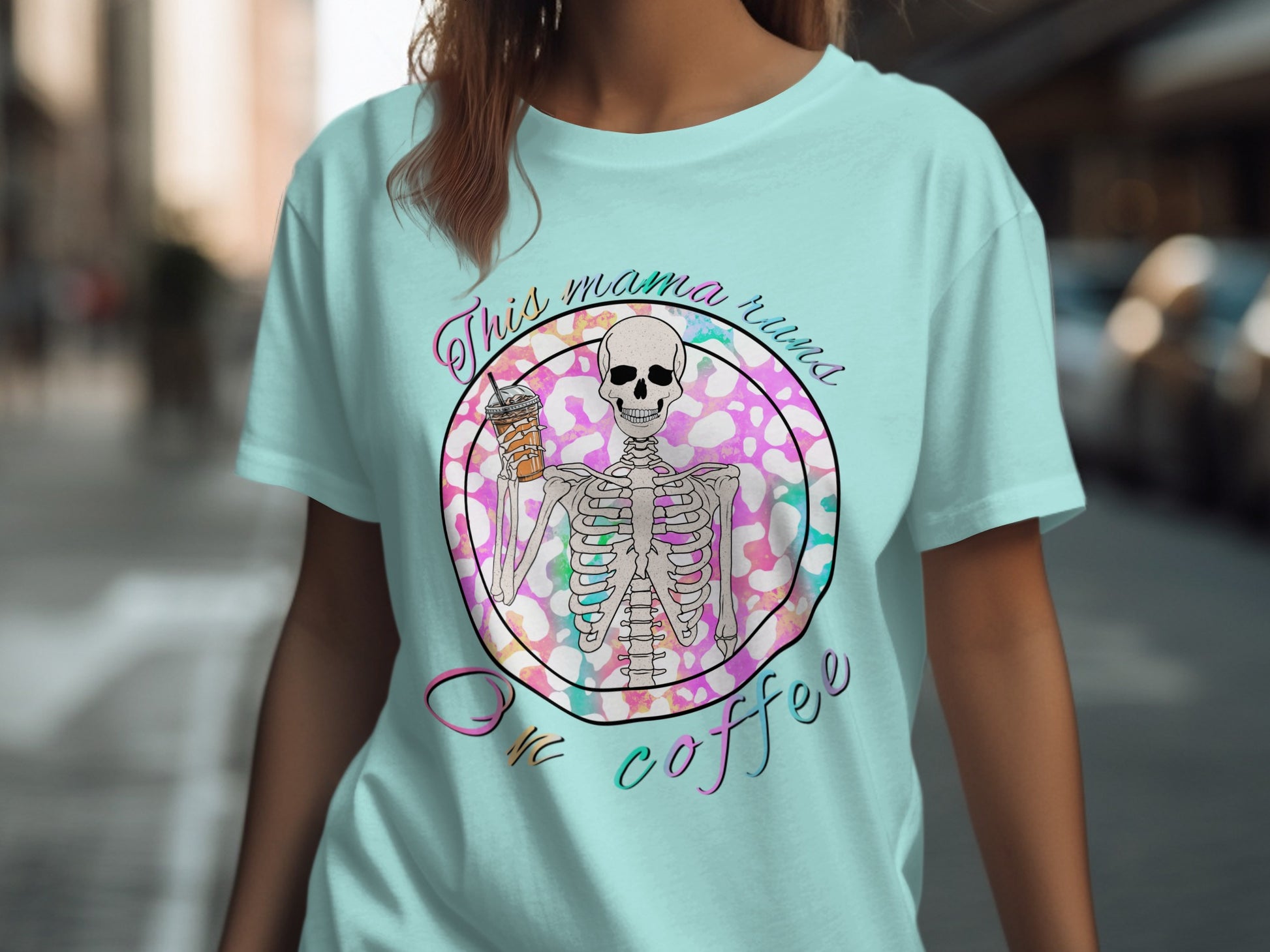 This Mama Human Skeleton On Coffee T-Shirt