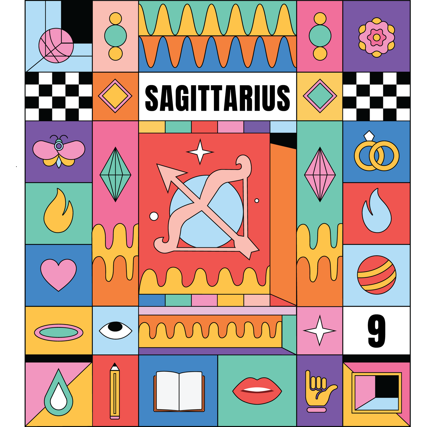 Colorful Sagittarius Astrology Artwork Product