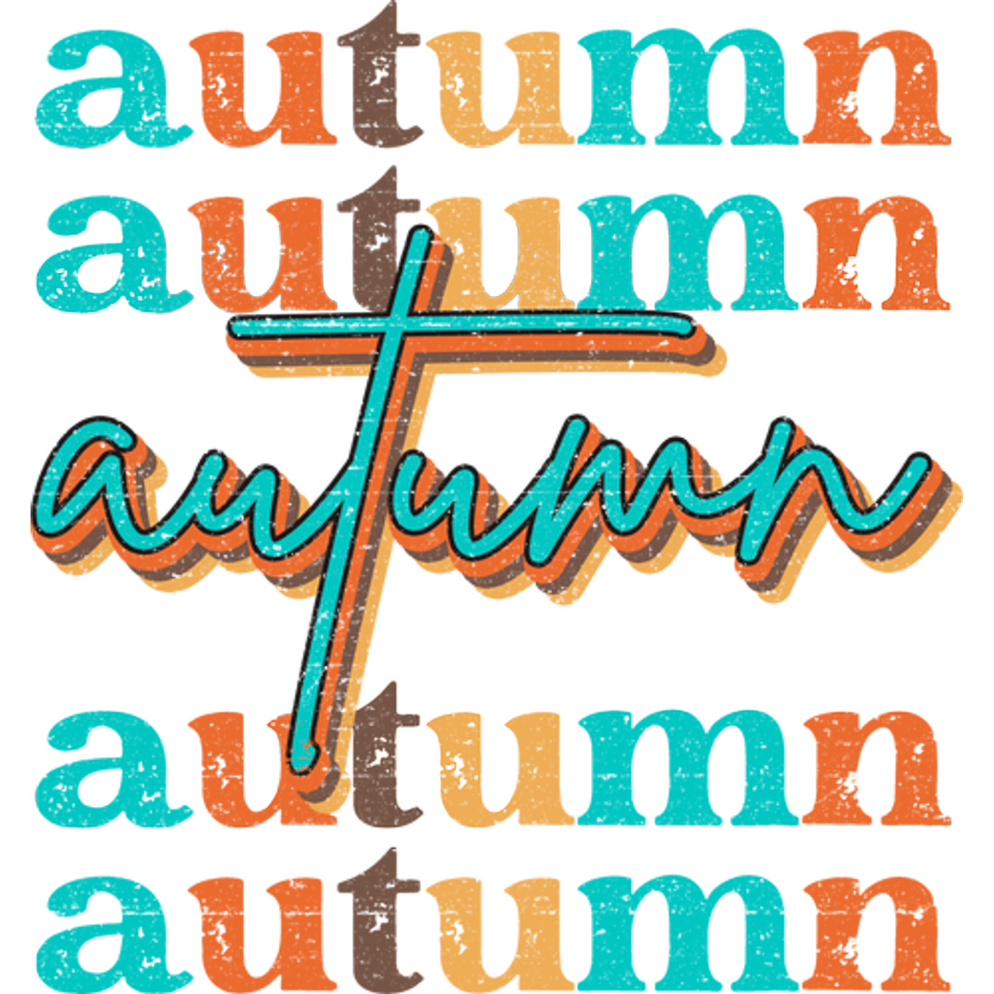 Retro Style Multicolor Autumn Graphic Design Item