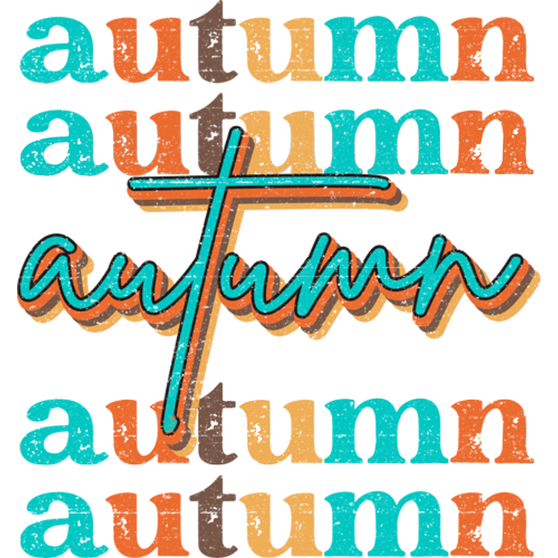 Retro Style Multicolor Autumn Graphic Design Item