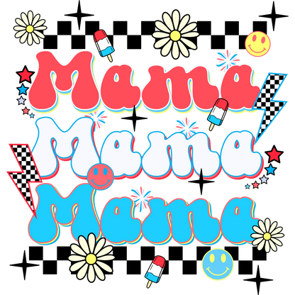Bright and Fun Retro Mama Graphic Design Shirt