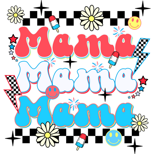 Bright and Fun Retro Mama Graphic Design Shirt