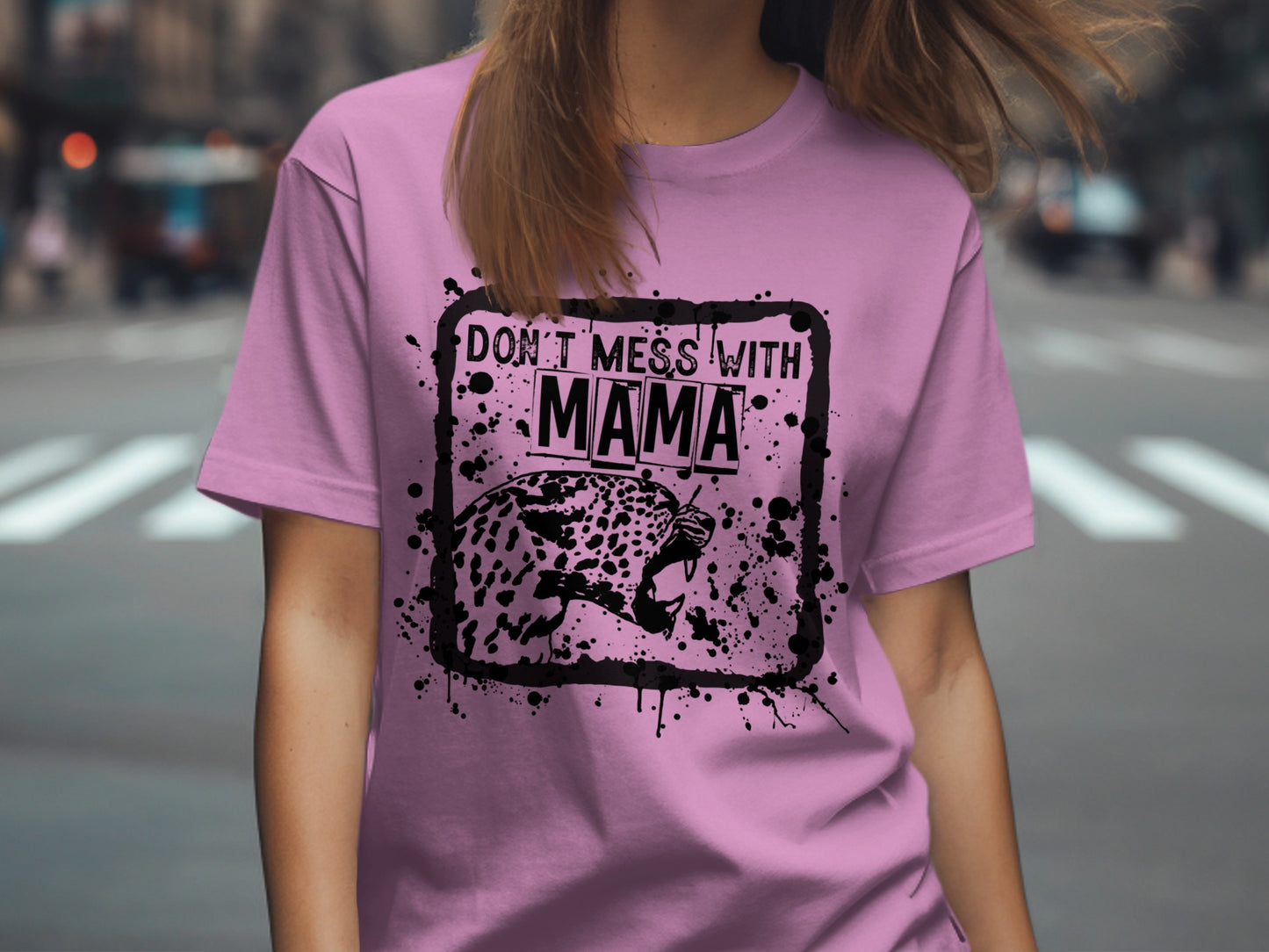 Splattered Leopard Print Don't Mess with Mama Shirt