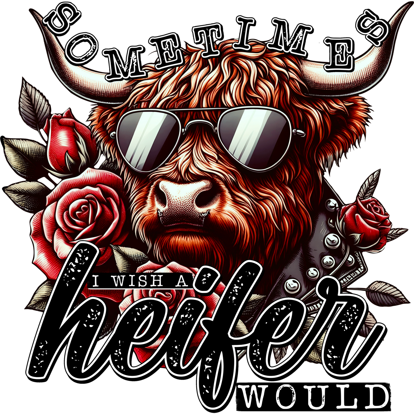 Sometimes I Wish A Heifer Would Funny Graphic Design