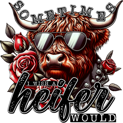Sometimes I Wish A Heifer Would Funny Graphic Design