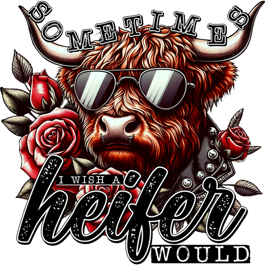 Sometimes I Wish A Heifer Would Funny Graphic Design
