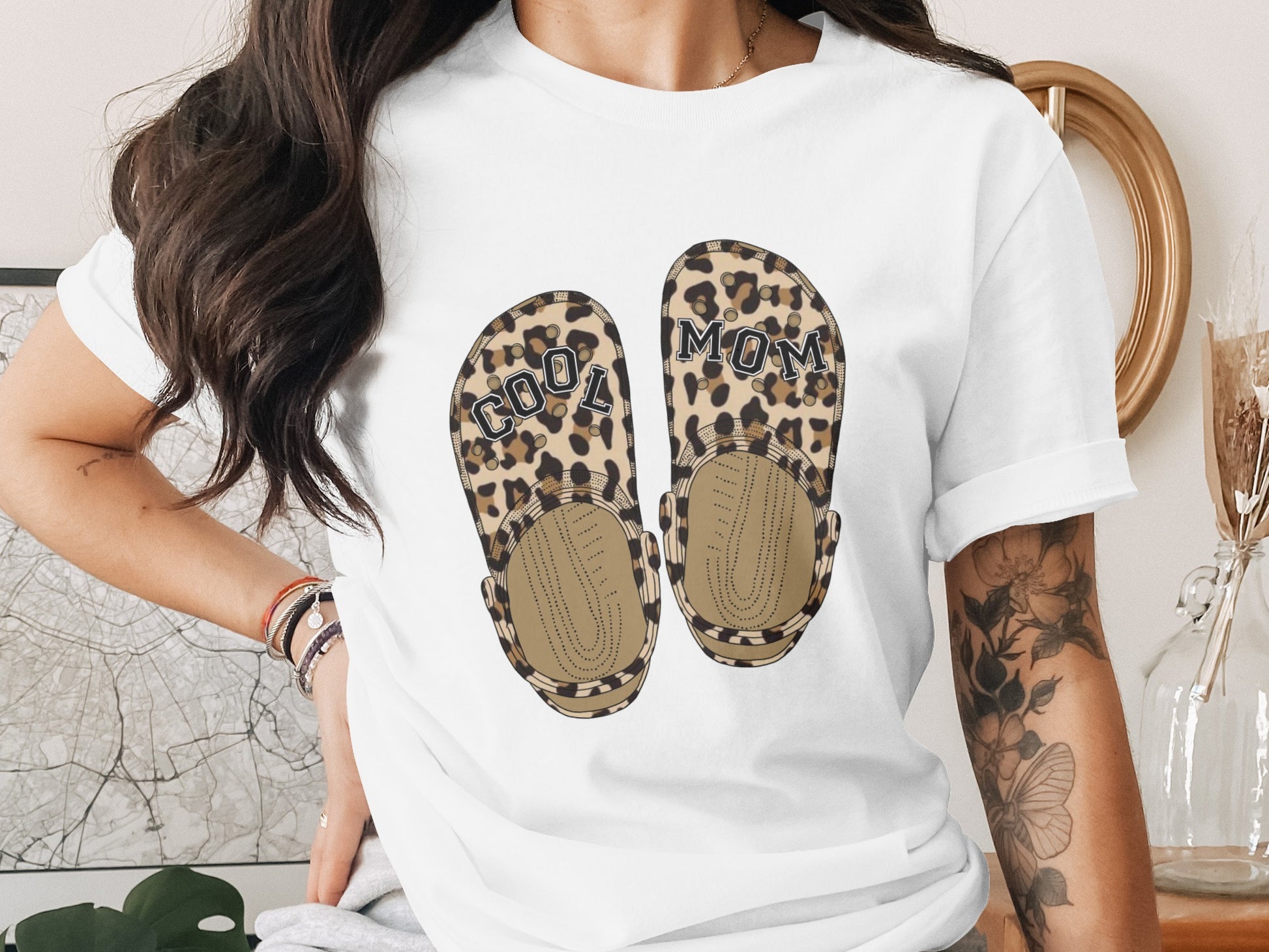 Cool Mom Leopard Print Graphic Tee Shirt