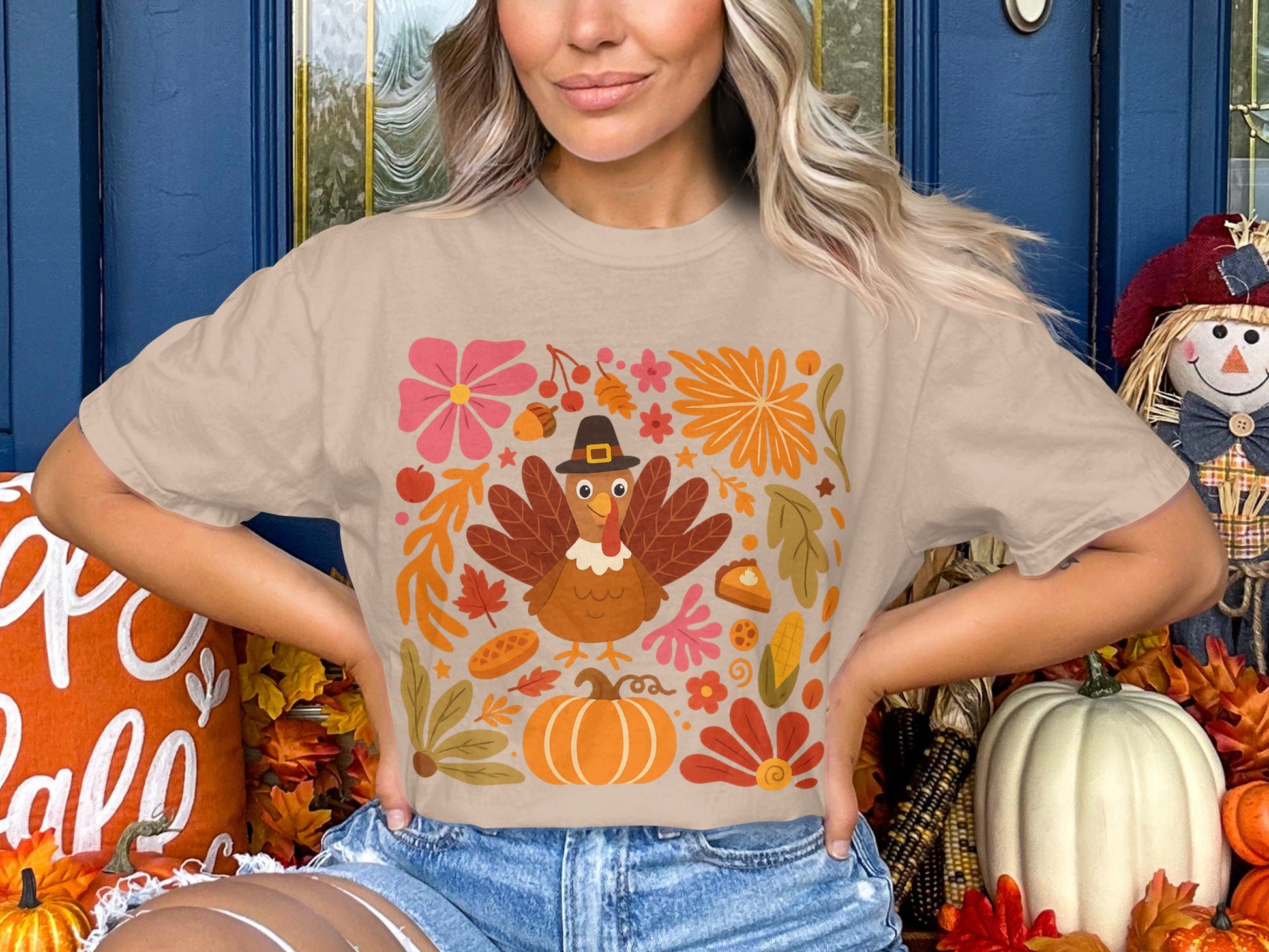 Fun Thanksgiving Turkey Design T-Shirt Holiday Apparel