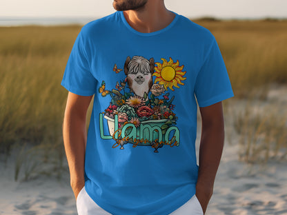 Llama Surrounded by Flowers and Sunshine T-shirt