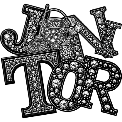 Sparkling Text Art with Broom Design Wall Decoration