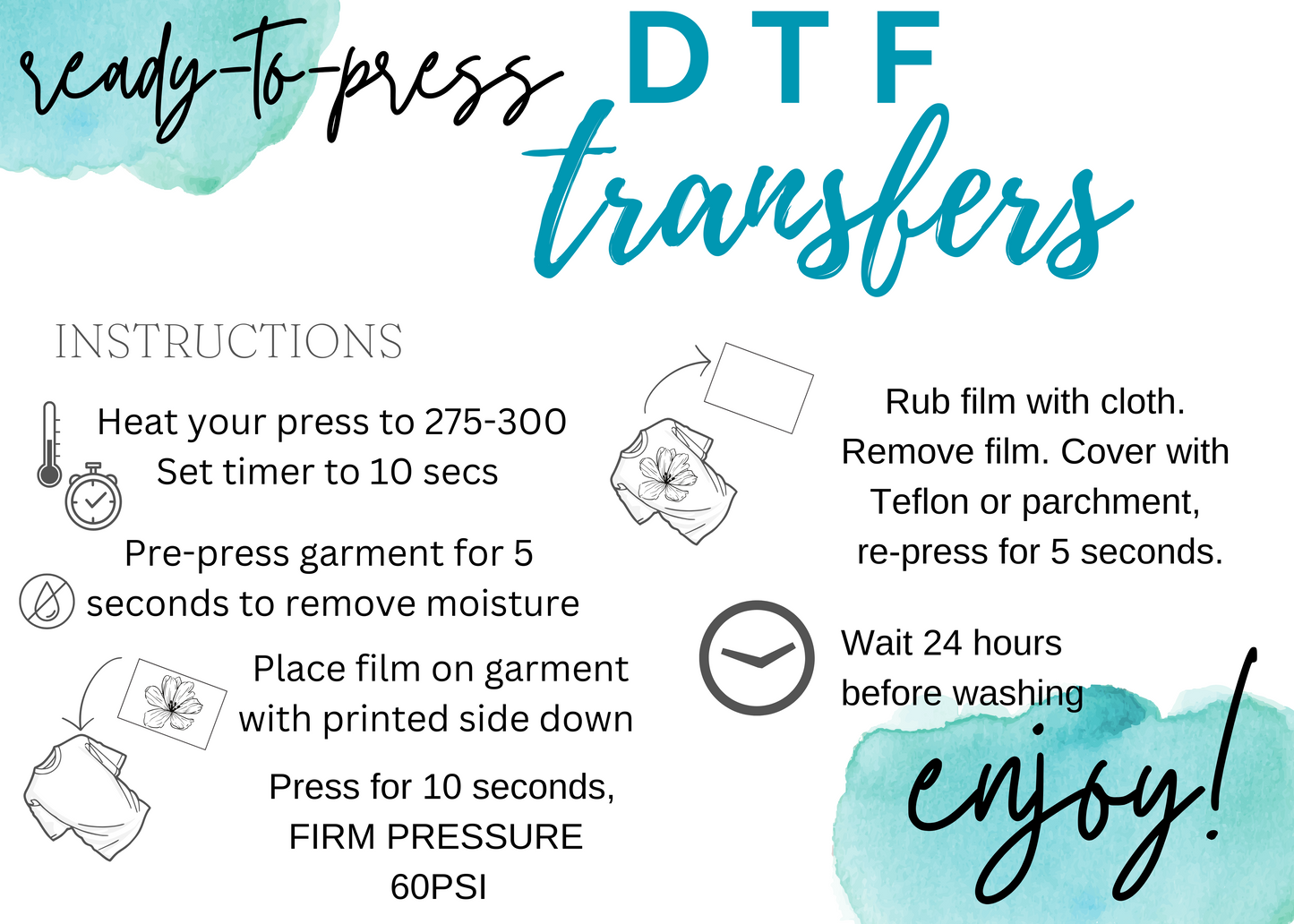 Ready-to-Press DTF Transfers Instructions Sign