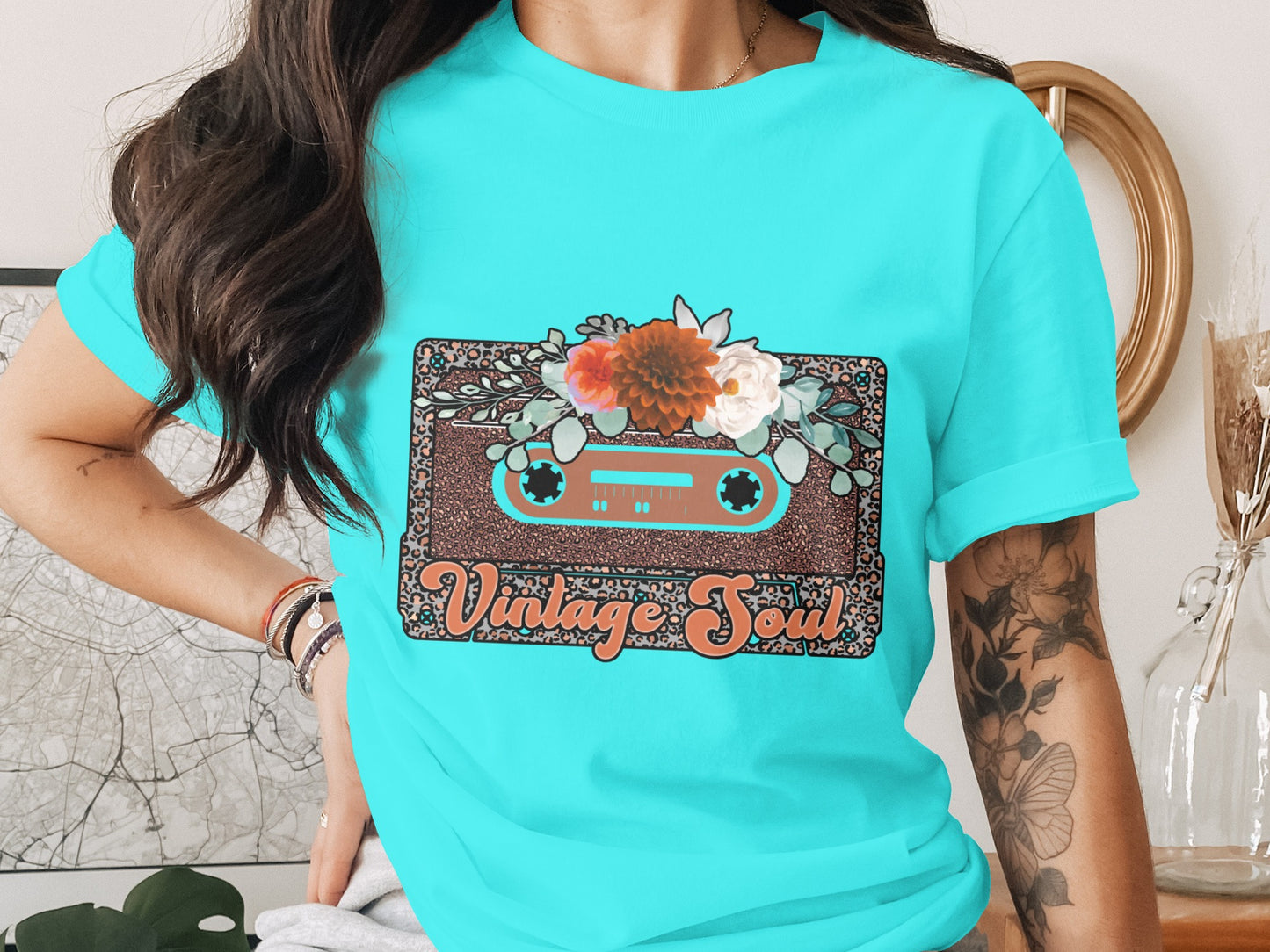 Vintage Soul Cassette Floral Graphic T-Shirt