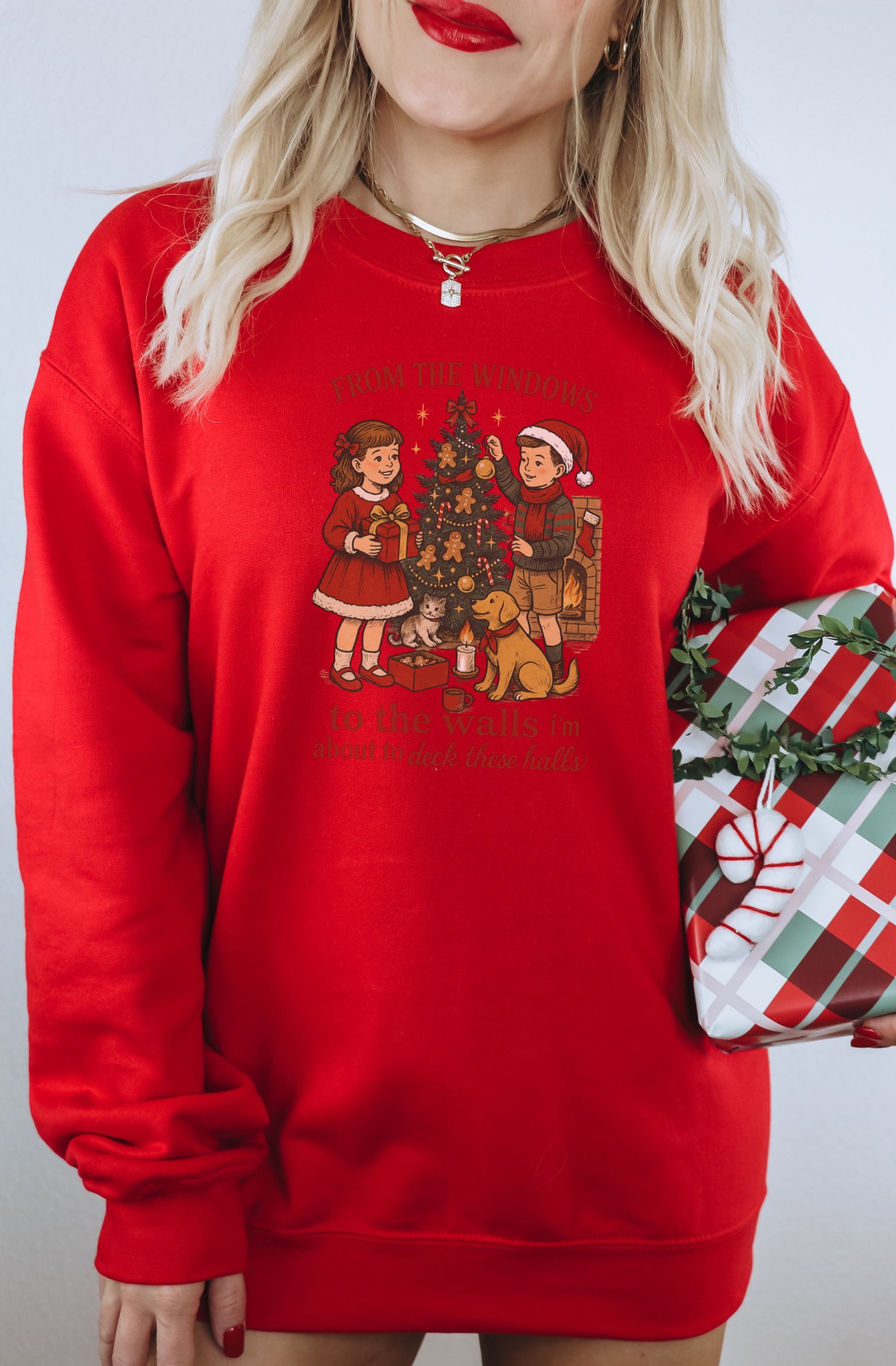 Festive Holiday Shirt With Vintage Christmas Design