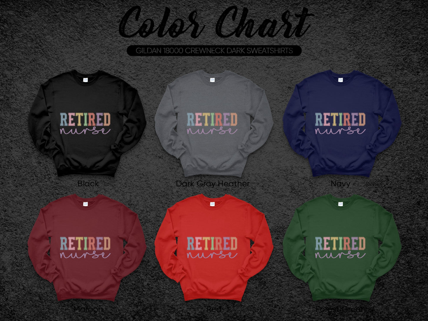 Retired Nurse Unisex Crewneck Dark Sweatshirt