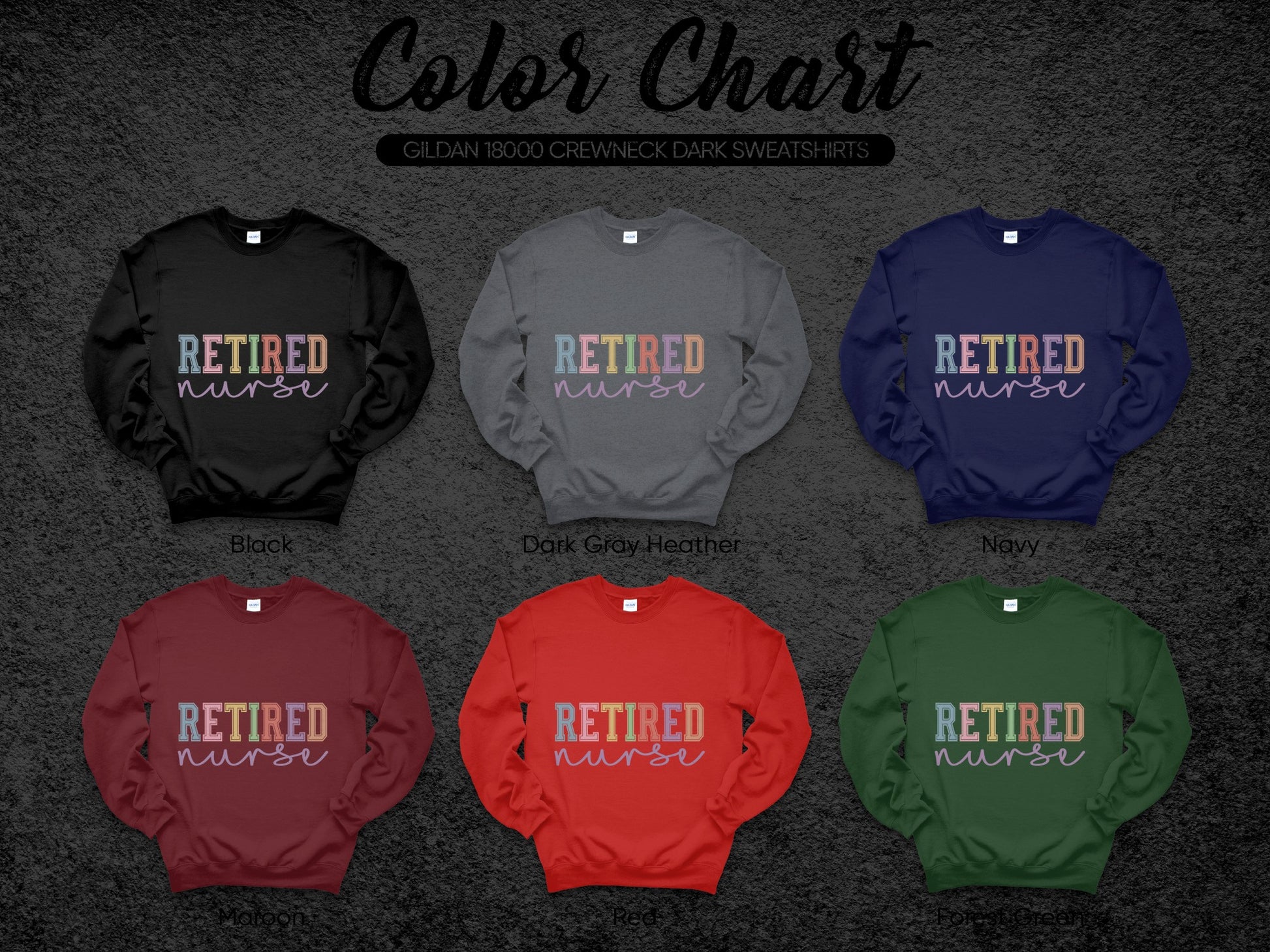 Retired Nurse Unisex Crewneck Dark Sweatshirt