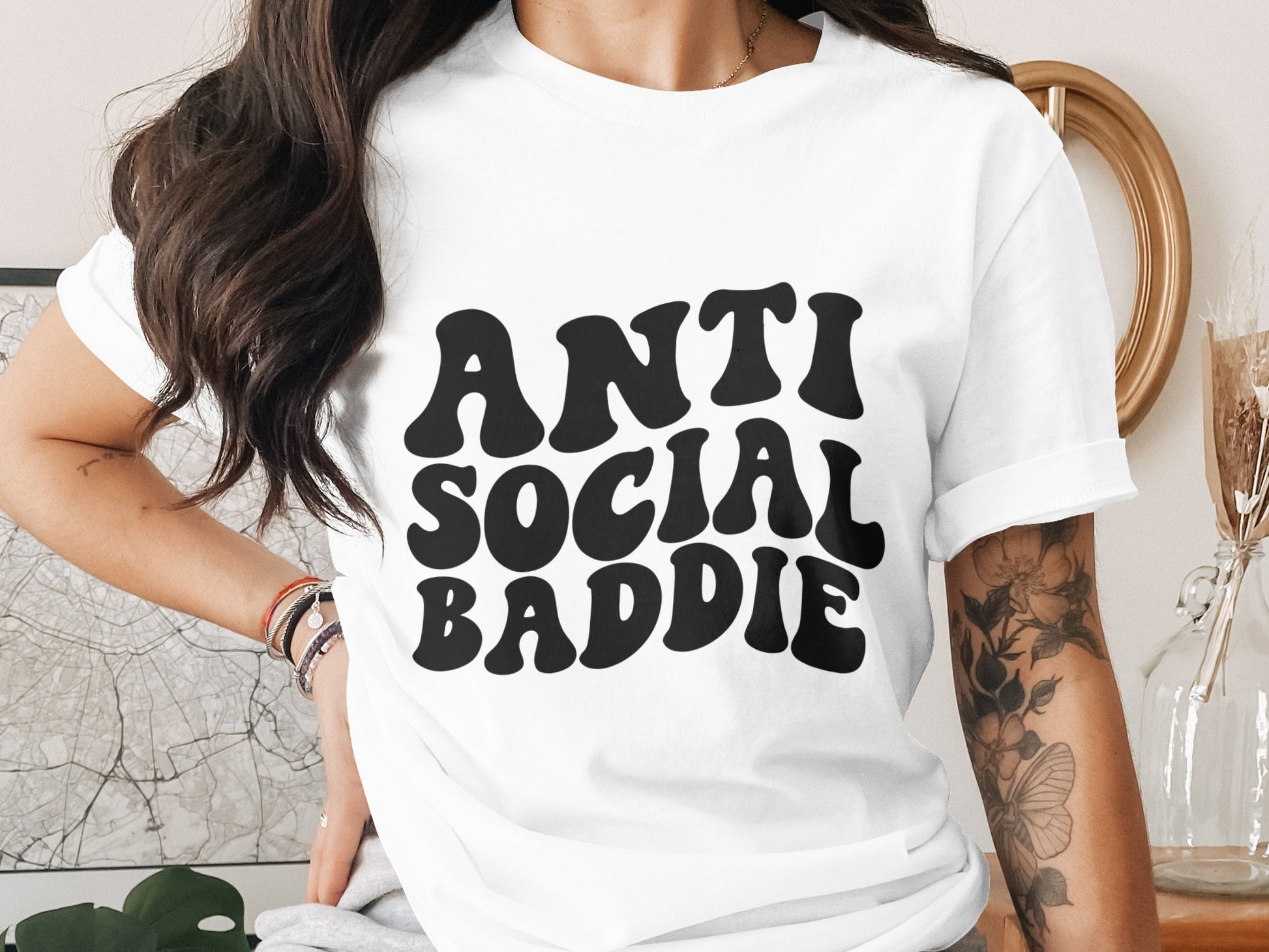 Anti Social Baddie Graphic Statement T-Shirt