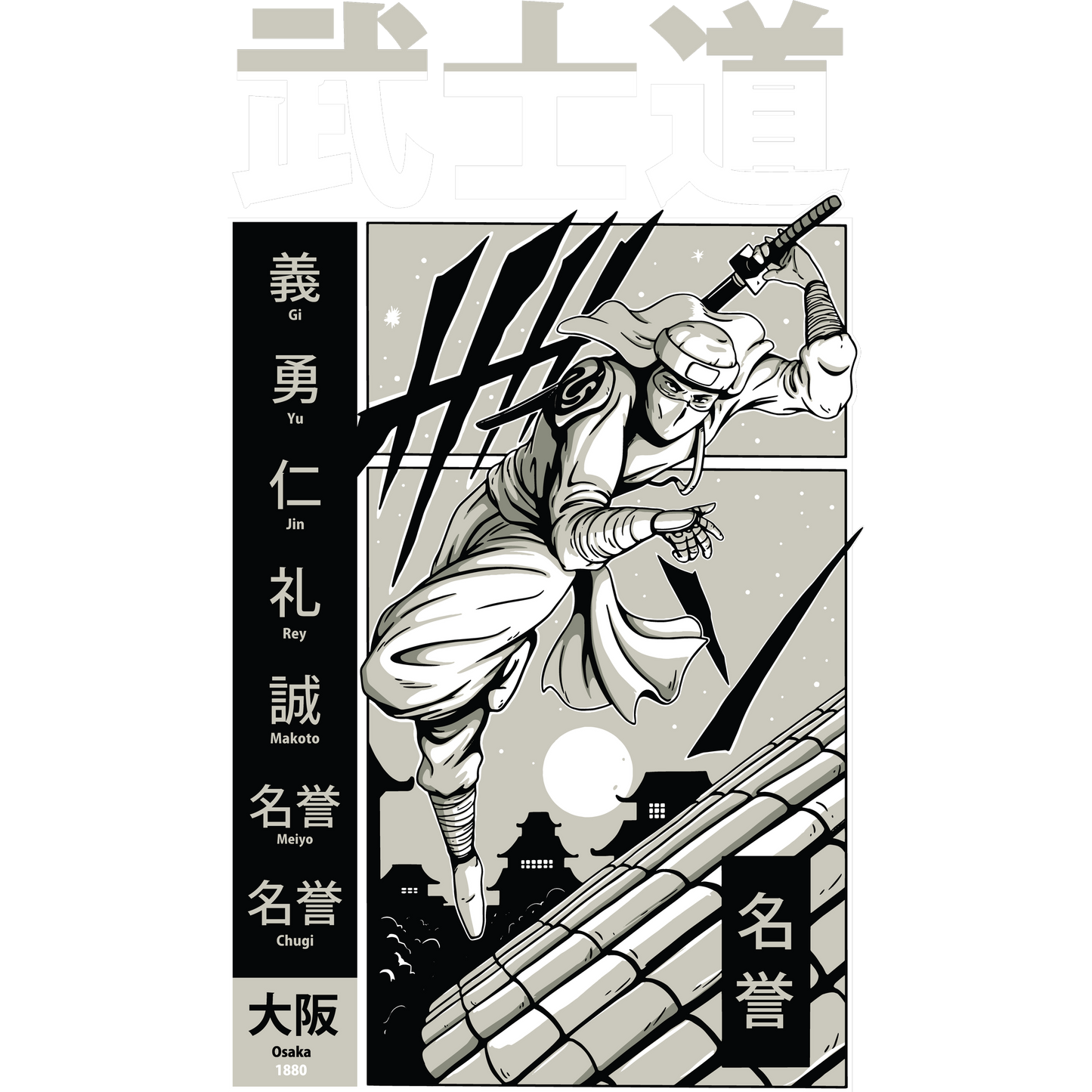 Japanese Samurai Ninja Art Print  Poster for Wall Decor