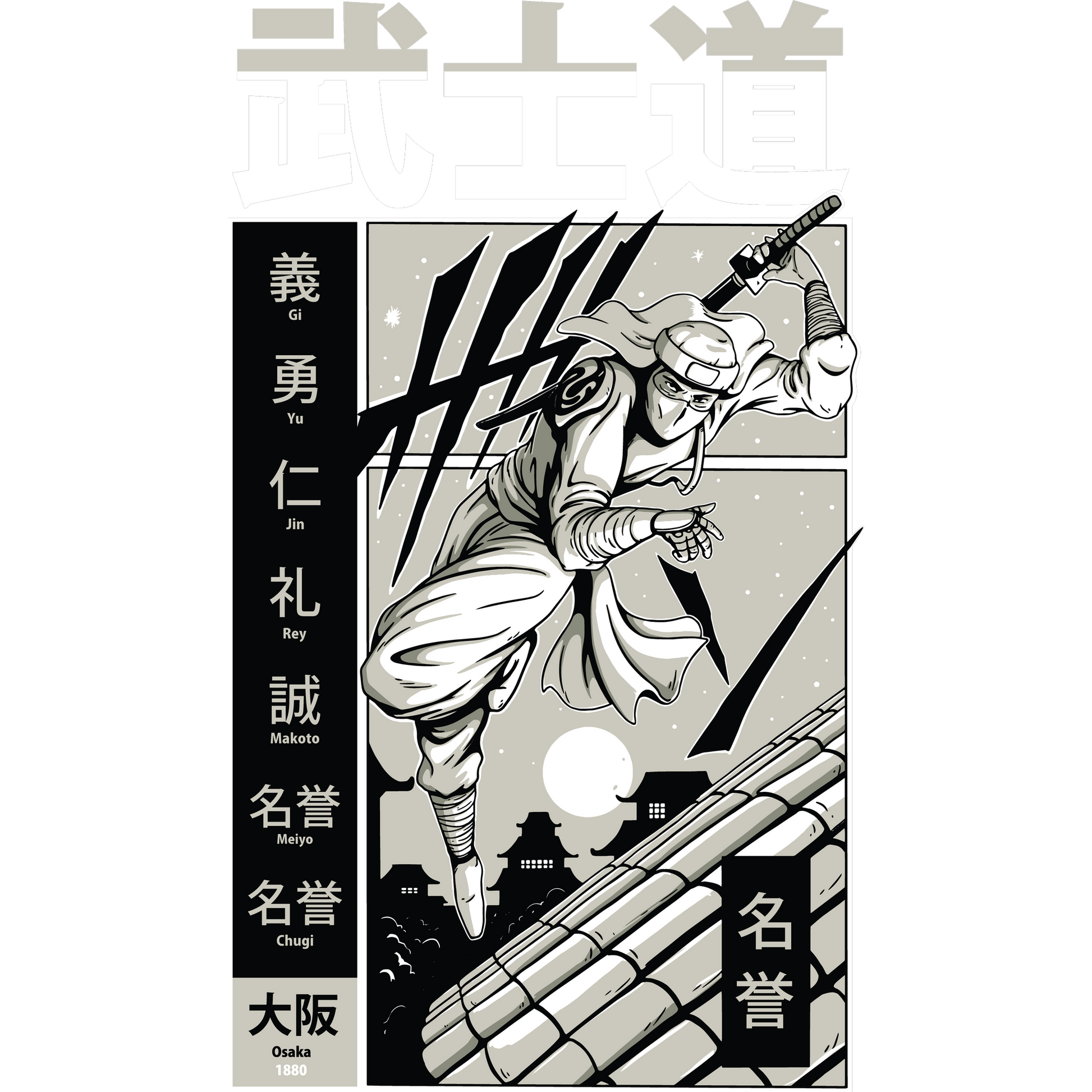 Japanese Samurai Ninja Art Print  Poster for Wall Decor