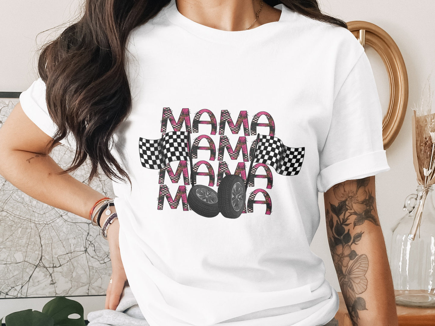 Racing Inspired Mama Graphic Tee Fashionable Shirt