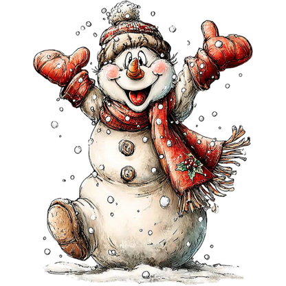 Festive Snowman T-Shirt Design, Winter Holiday Apparel, Cute Christmas T-Shirt, Seasonal Cheer, DTF Transfer Ready to Press