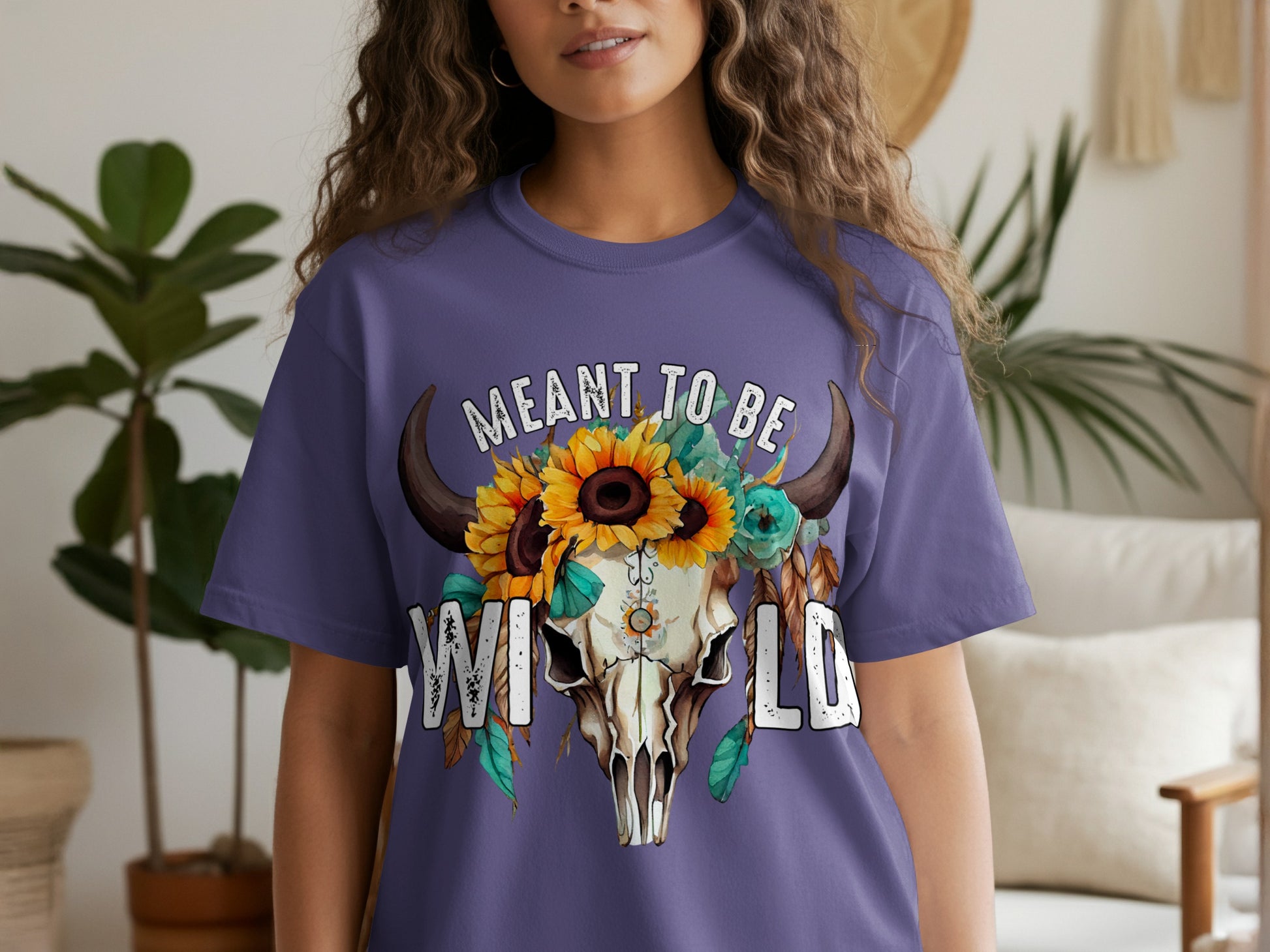 Meant to Be Wild Colorful Skull Graphic T-Shirt