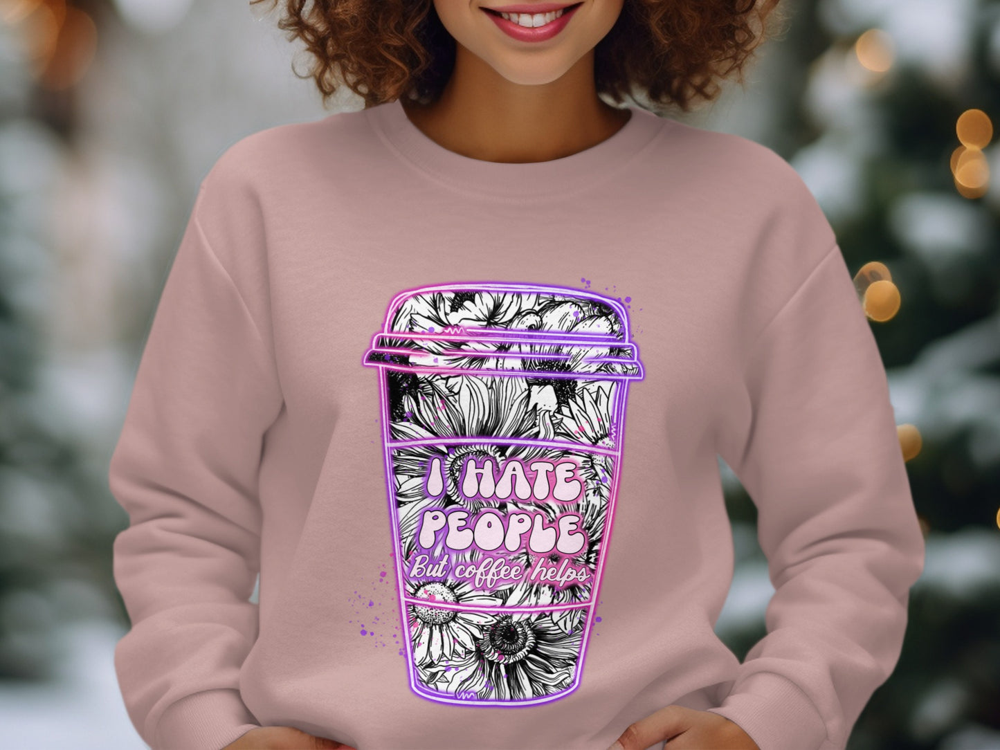 I Hate People But Coffee Helps with Floral Art Shirt