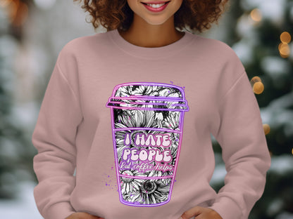 I Hate People But Coffee Helps with Floral Art Shirt