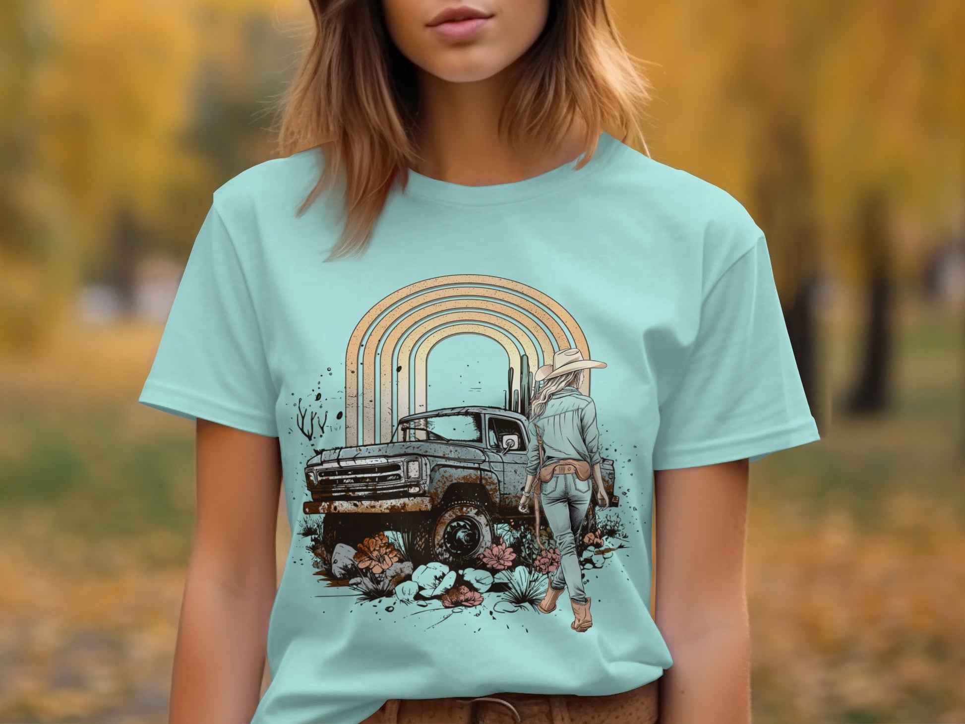 Retro Truck Cactus Garden Graphic Tee product