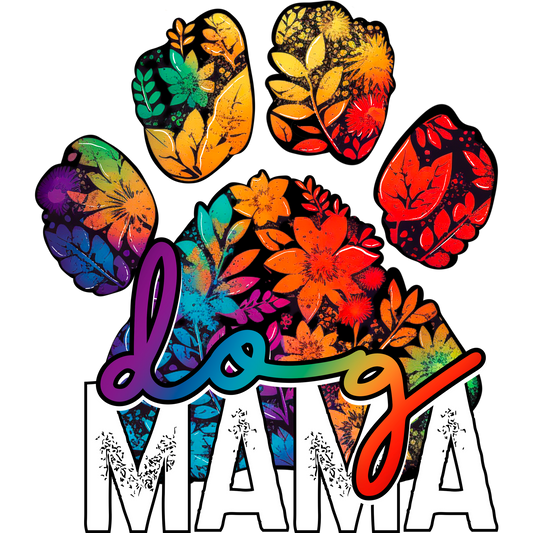 Colorful Floral Dog Mama Graphic Design Shirt