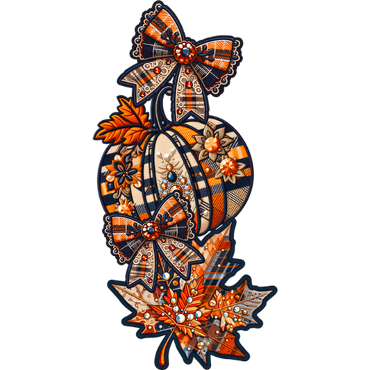 Intricate Pumpkin and Autumn Leaf Decorative Ornament