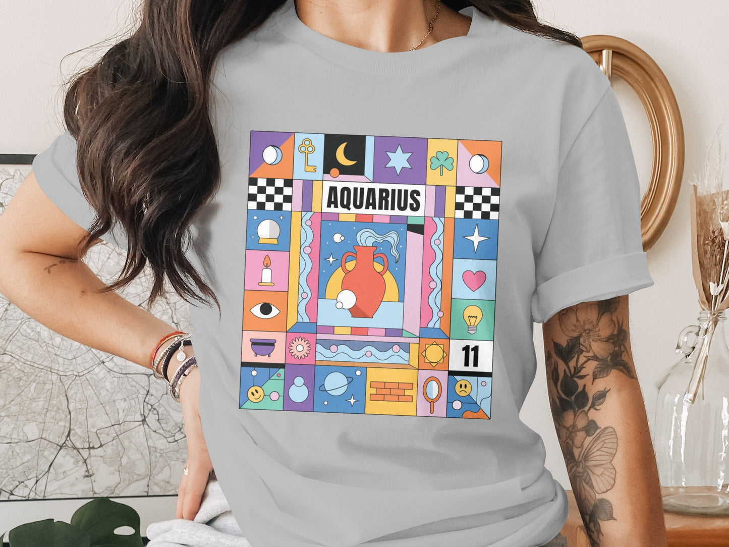 Aquarius Zodiac Graphic Design T-Shirt Product