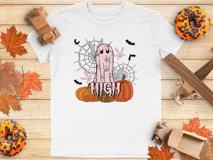 High on Fall Ghost Spider Web Halloween Shirt