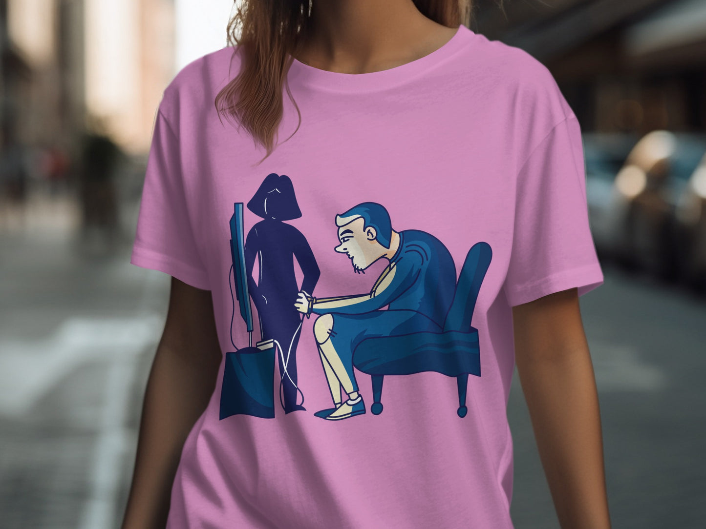 Pink T-Shirt with Unique Comical Graphic Design