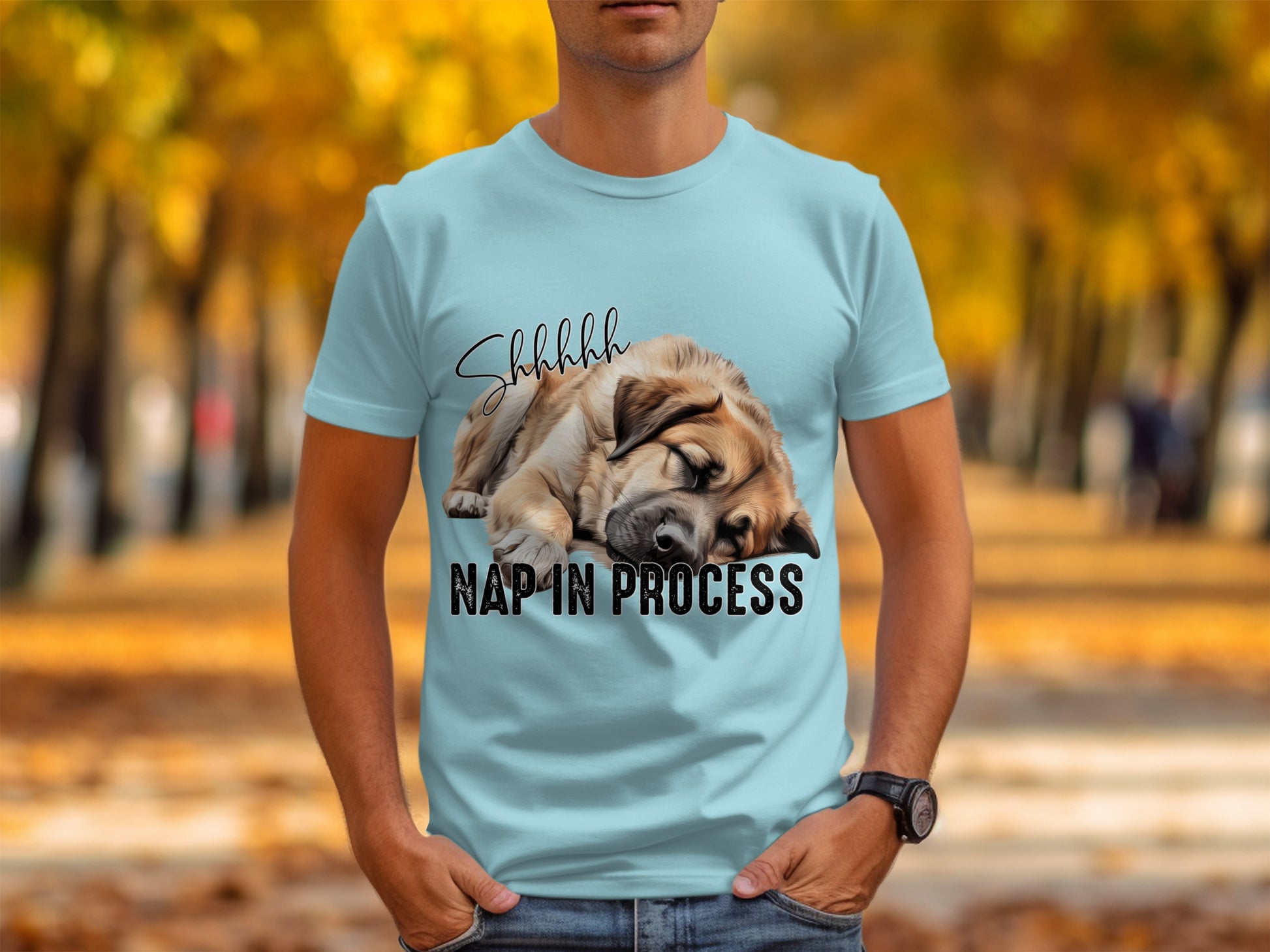 Shhhhhh Napping Dog Funny Graphic Tee Shirt
