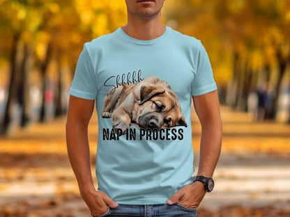 Shhhhhh Napping Dog Funny Graphic Tee Shirt