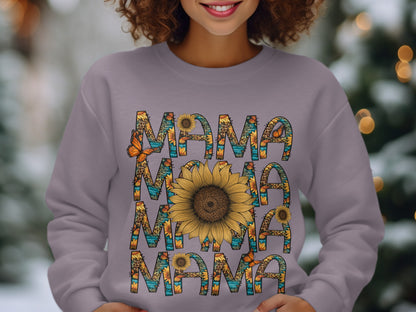 Colorful Mama Sunflower and Butterfly Sweatshirt