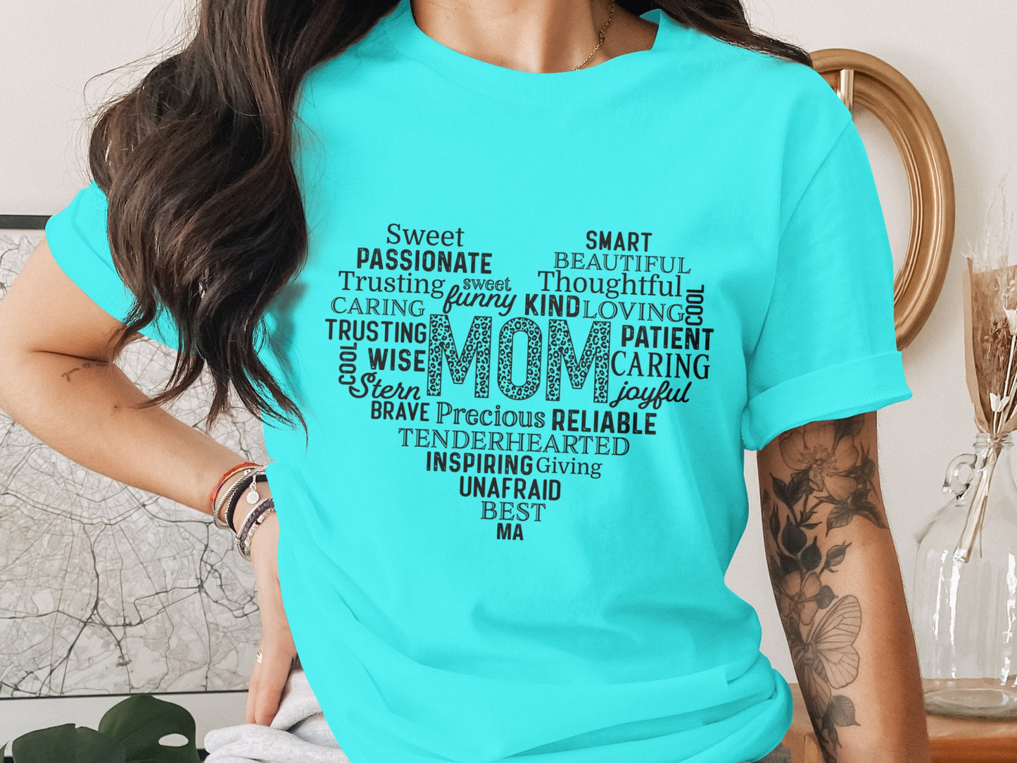 Mother's Day Heart Shaped Word Art Graphic T-Shirt