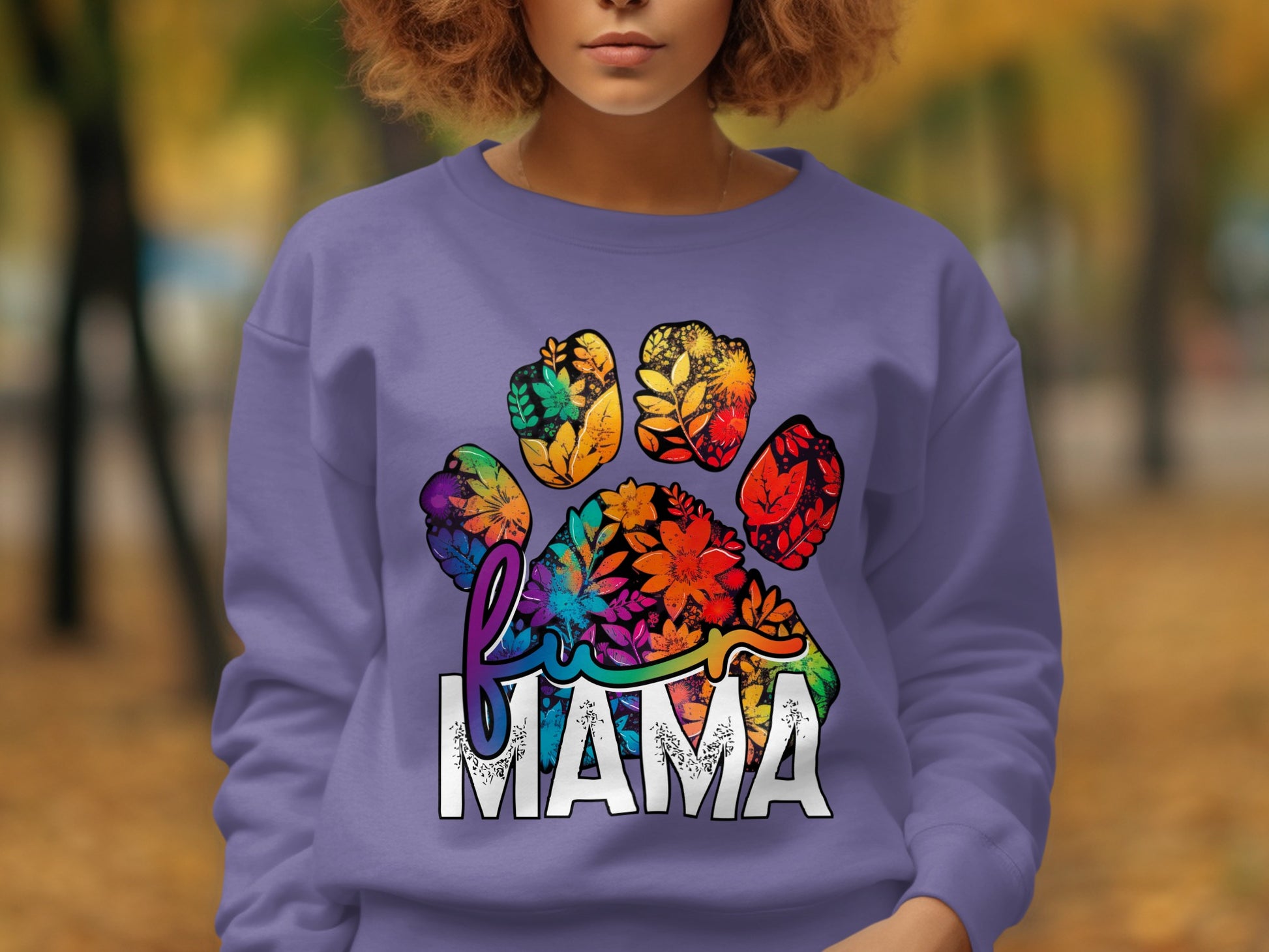 Colorful Paw Print Flower Mama Shirt Graphic Design