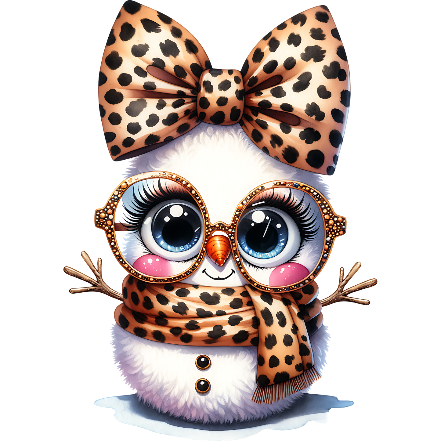 Adorable Owl Wearing Glasses with Leopard Print Accessory