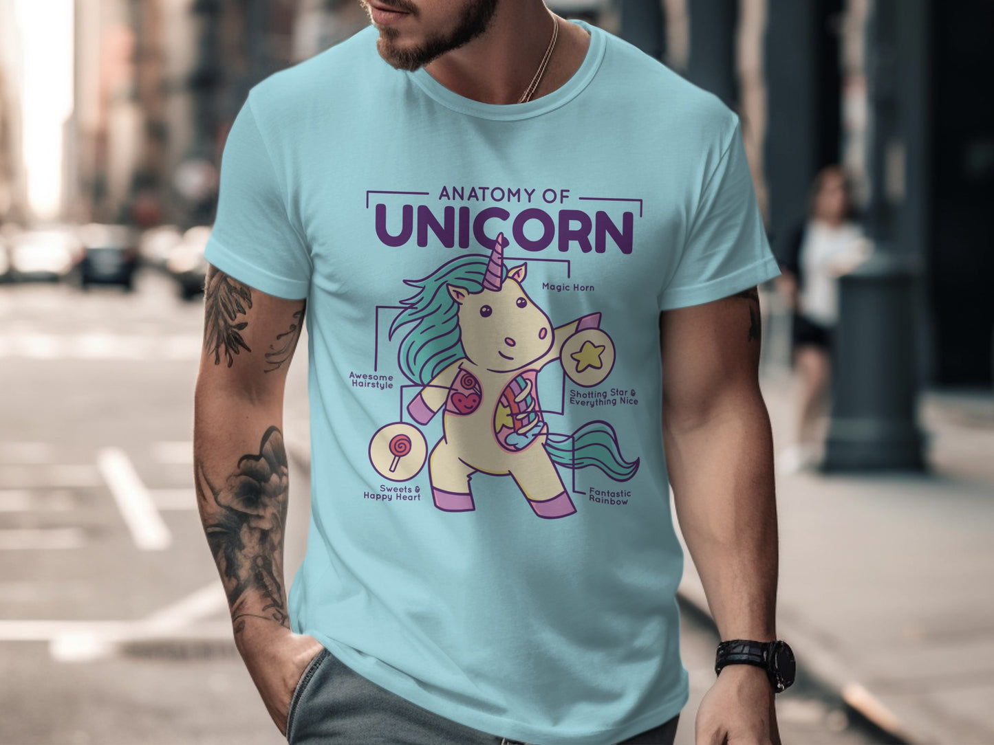 Anatomy of Unicorn Graphic Tee Shirt with Unique Design
