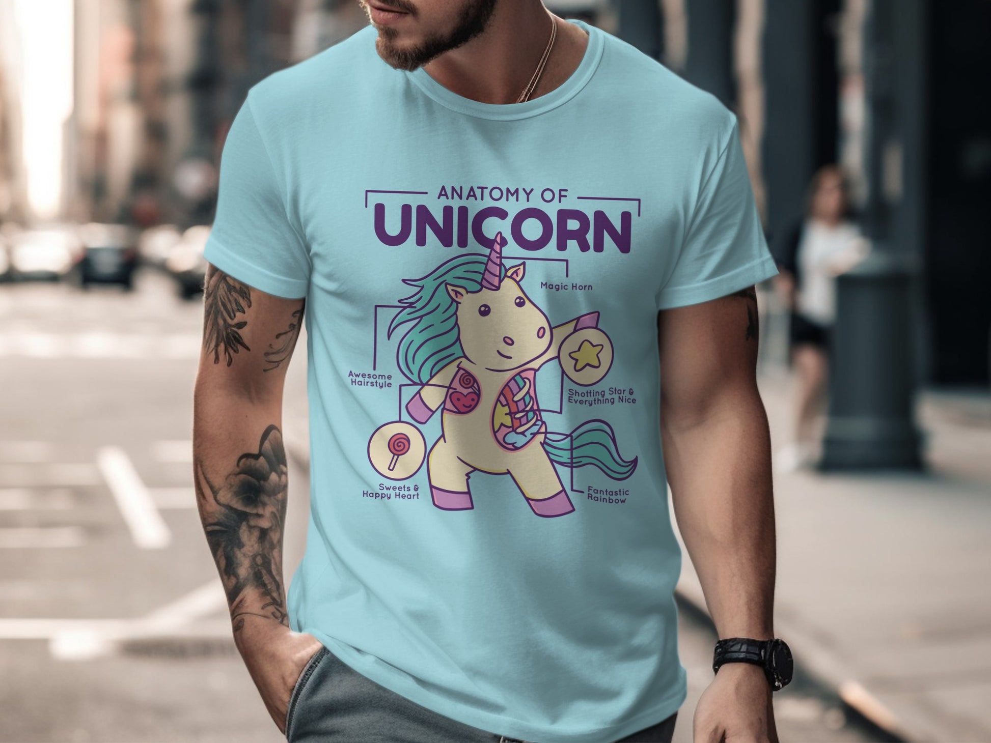 Anatomy of Unicorn Graphic Tee Shirt with Unique Design