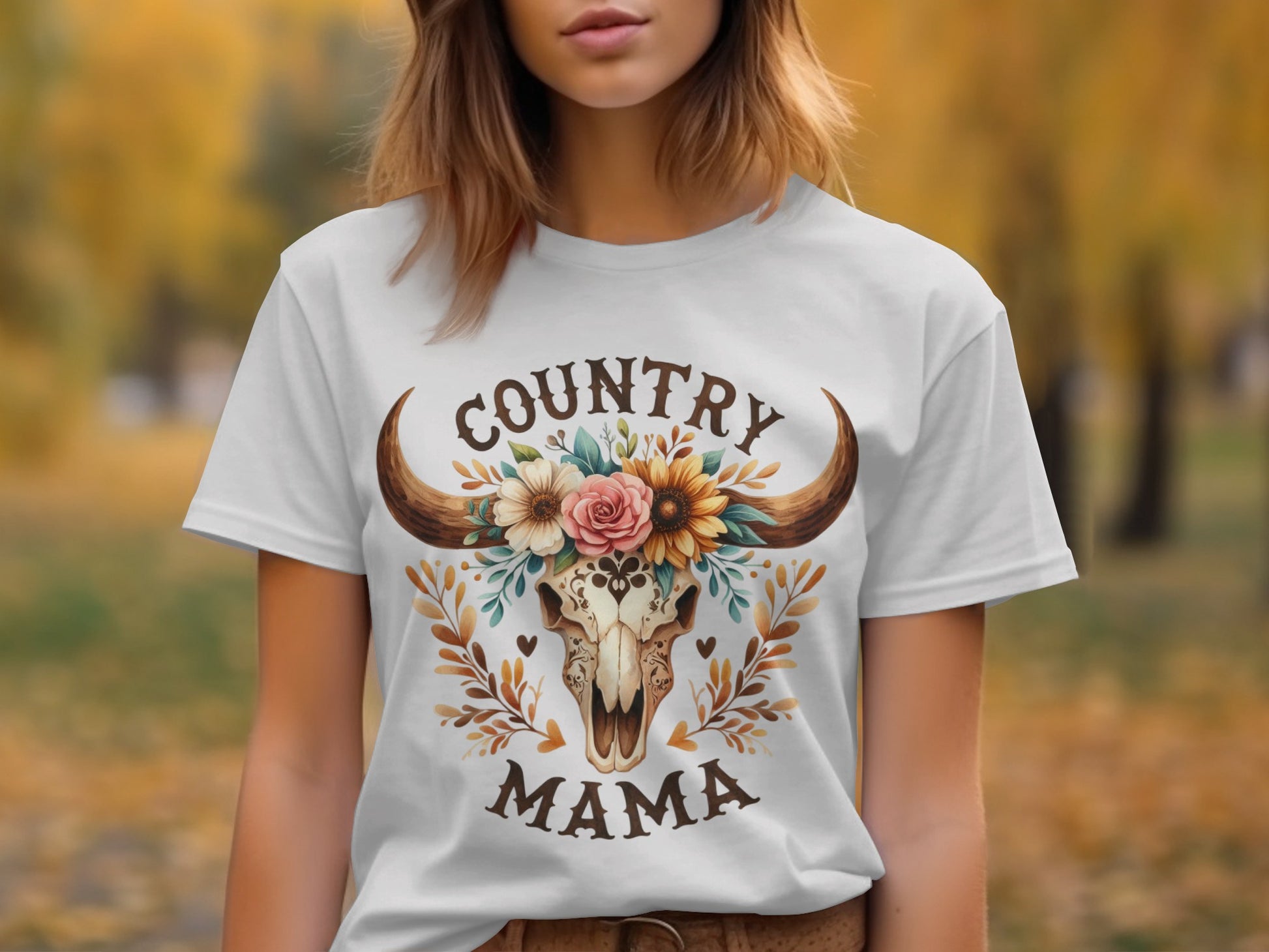 Country Mama Floral Skull Graphic T-Shirt Product
