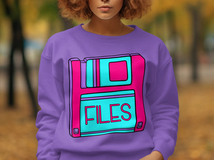 Retro Floppy Disk Files Design Sweatshirt
