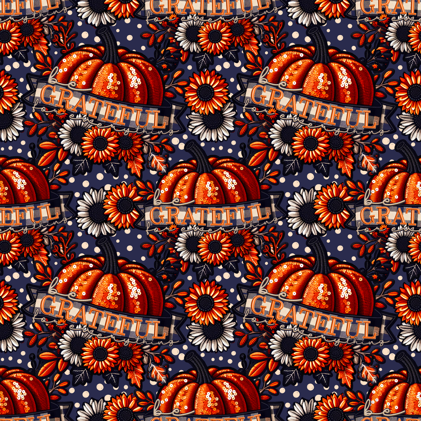 Grateful Pumpkin and Floral Pattern Decor Item