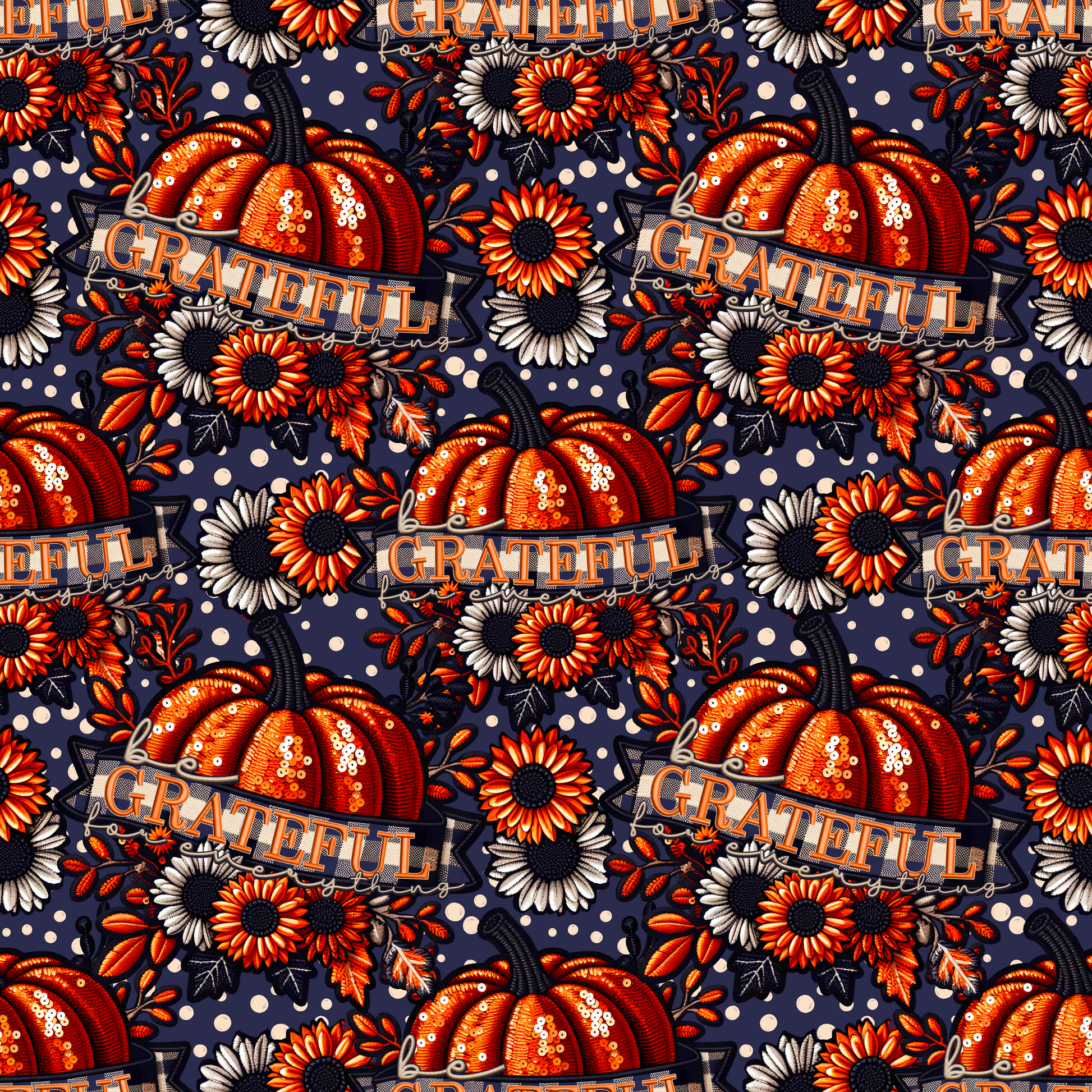 Grateful Pumpkin and Floral Pattern Decor Item