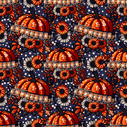 Grateful Pumpkin and Floral Pattern Decor Item