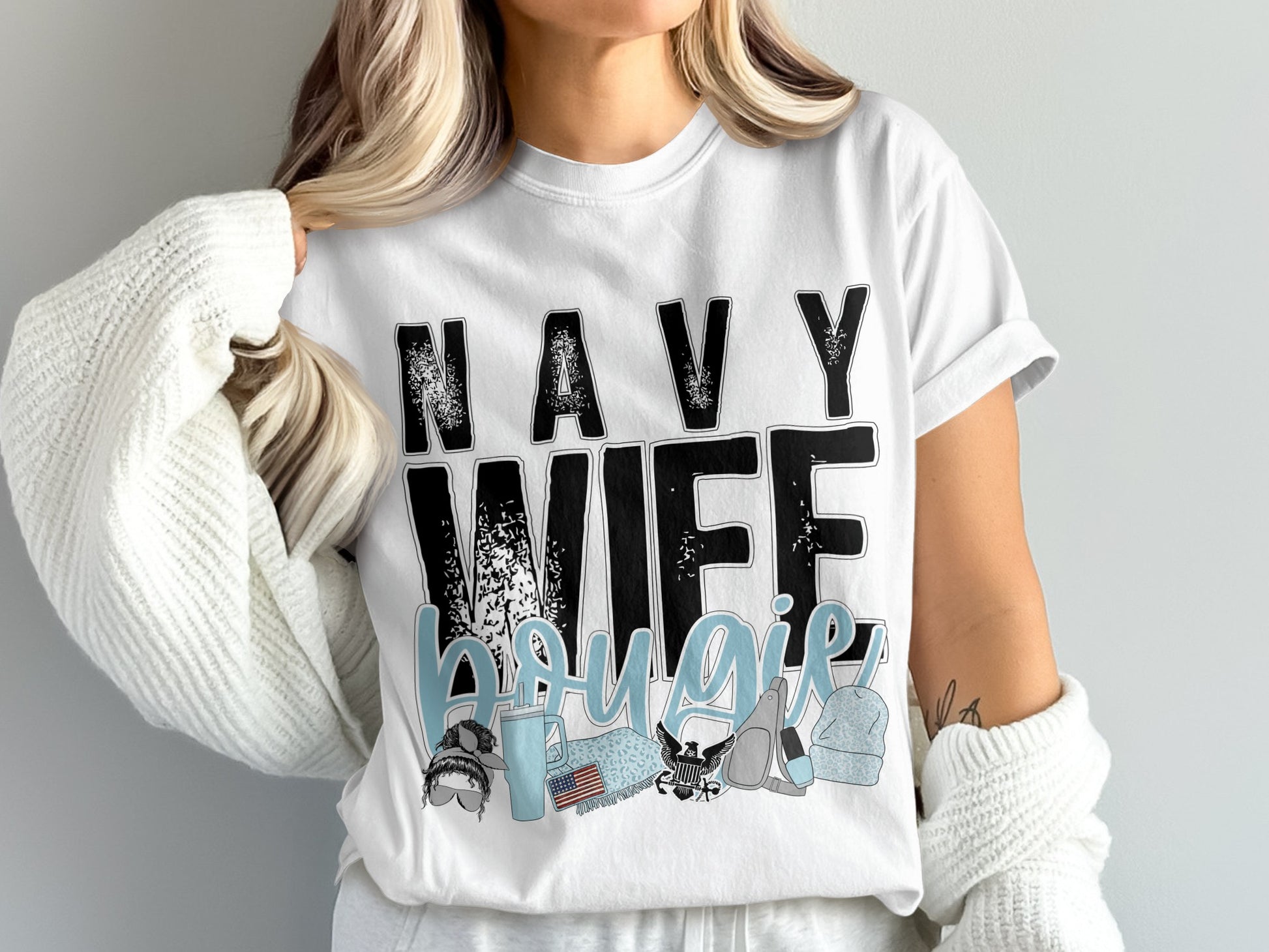 Trendy Navy Wife Bougie Graphic T-Shirt
