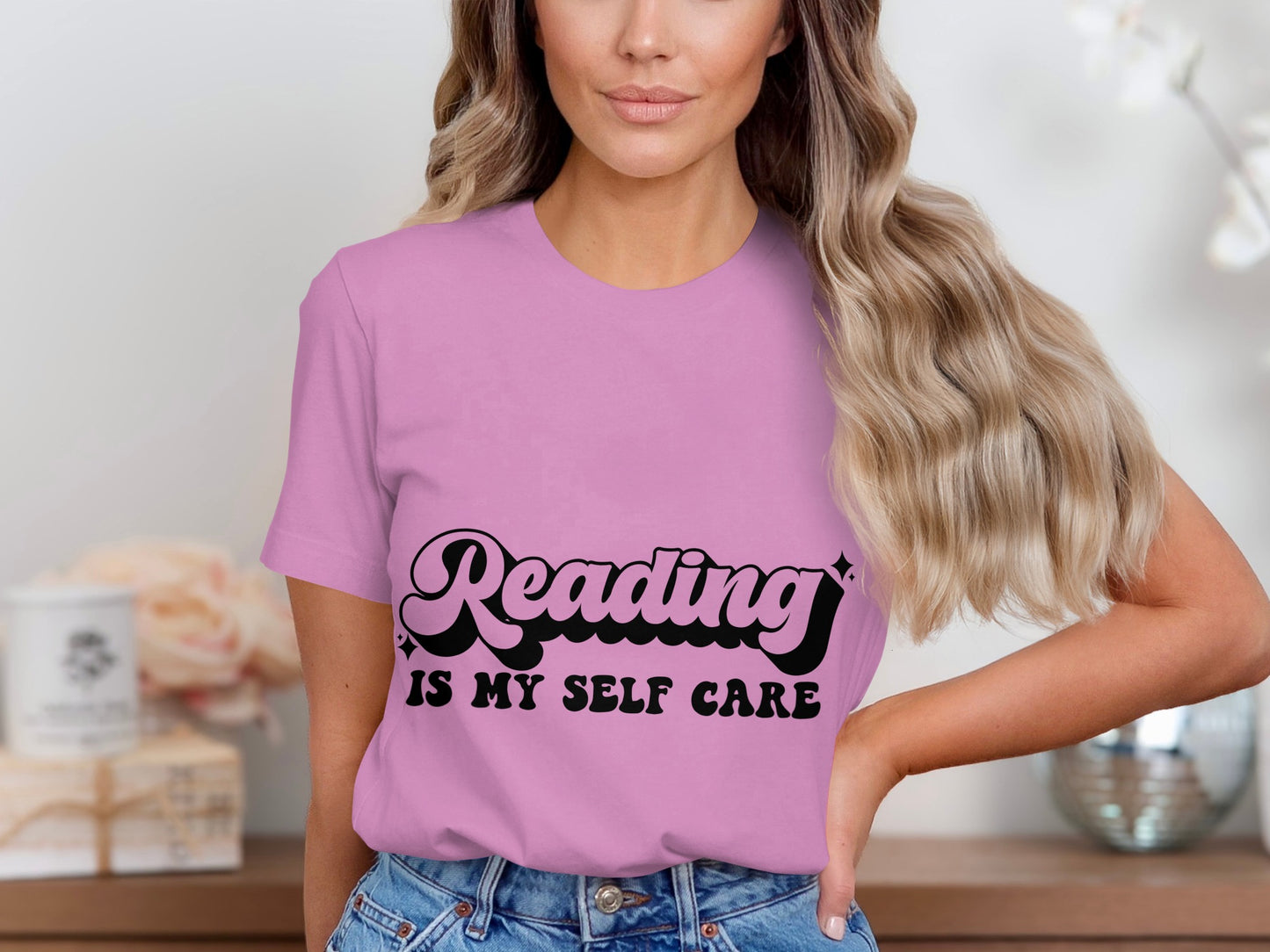 Reading Is My Self Care printed t-shirt